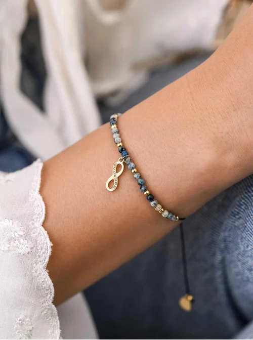 Bransoletka nieskończoność, Kianit, stal pozłacana S108518Z00