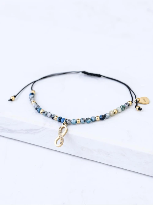 Bransoletka nieskończoność, Kianit, stal pozłacana S108518Z00