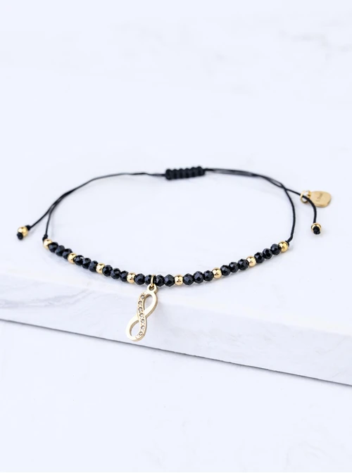 Bransoletka nieskończoność, Onyks, stal pozłacana S108521Z00