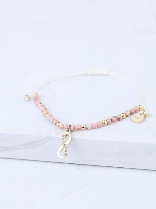 Bransoletka nieskończoność, Rodonit, stal pozłacana S108525Z00