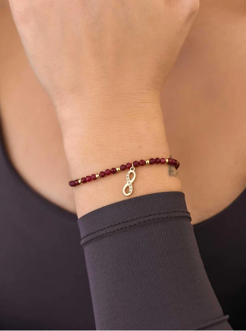 Bransoletka nieskończoność, Rubin, stal pozłacana S108522Z00