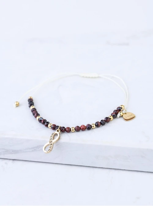 Bransoletka nieskończoność, Tygrysie Oko, stal pozłacana S108524Z00