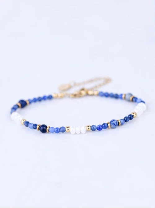 Bransoletka perełki, Sodalit, stal pozłacana S109411Z00