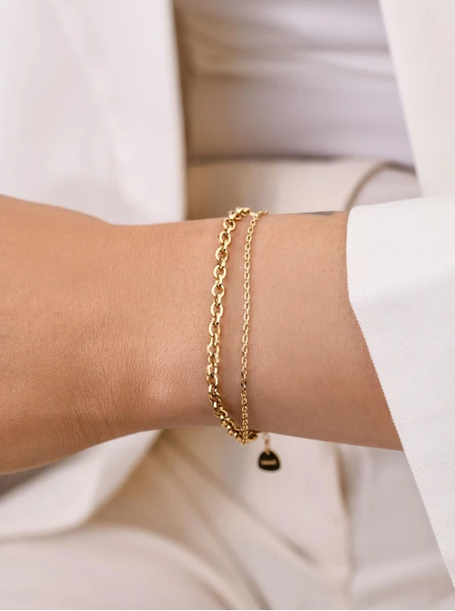 Bransoletka podwójna, stal pozłacana S109355Z00