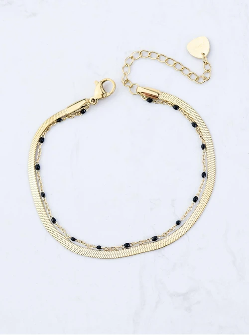 Bransoletka podwójna żmijka, stal pozłacana S109495Z01