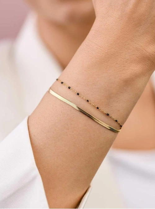 Bransoletka podwójna żmijka, stal pozłacana S109495Z01