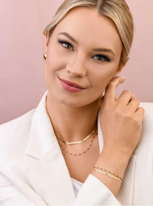 Bransoletka podwójna żmijka, stal pozłacana S109495Z01