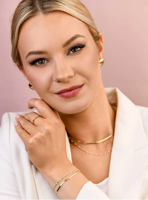 Bransoletka podwójna żmijka, stal pozłacana S109495Z02