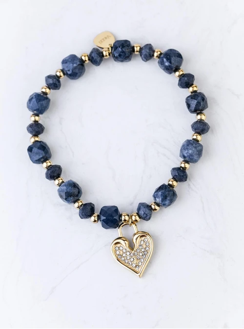 Bransoletka serduszko, Apatyt, stal pozłacana S108911Z00