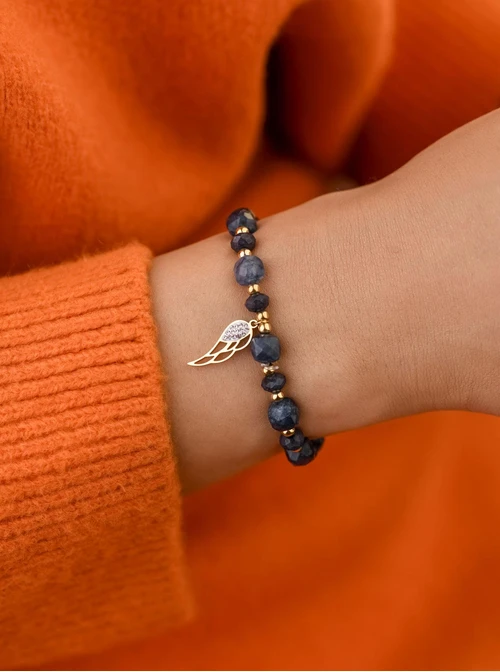 Bransoletka skrzydełko, Apatyt, stal pozłacana S108954Z00