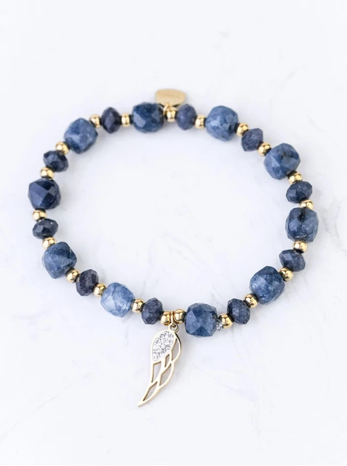 Bransoletka skrzydełko, Apatyt, stal pozłacana S108954Z00