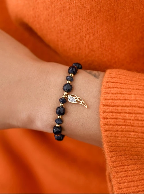 Bransoletka skrzydełko, Szafir, stal pozłacana S108956Z00