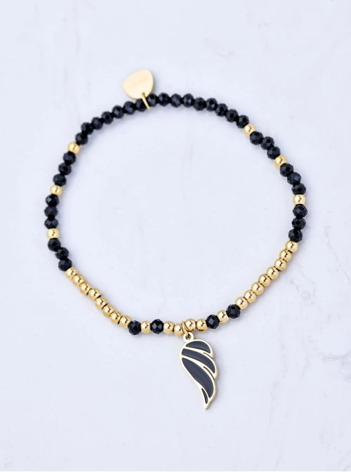 Bransoletka skrzydełko, kryształki, stal pozłacana S109386Z01