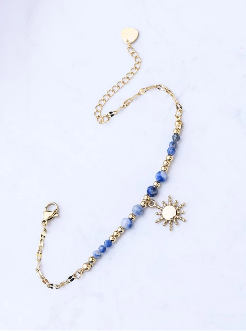 Bransoletka słoneczko, Sodalit, stal pozłacana S108837Z00