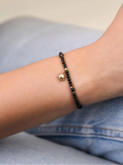 Bransoletka słoneczko, kryształki, stal pozłacana S109390Z01