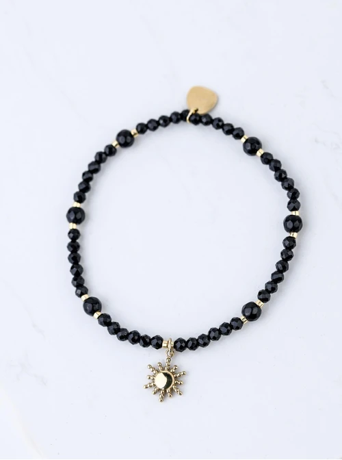 Bransoletka słoneczko, kryształki, stal pozłacana S109390Z01