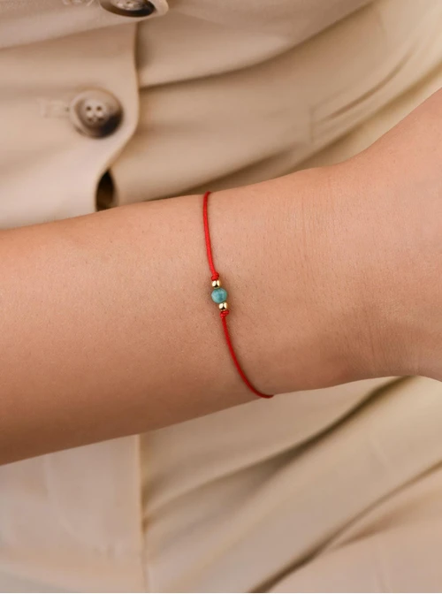 Bransoletka szczęścia, Amazonit, Wodnik, stal pozłacana S109060Z03