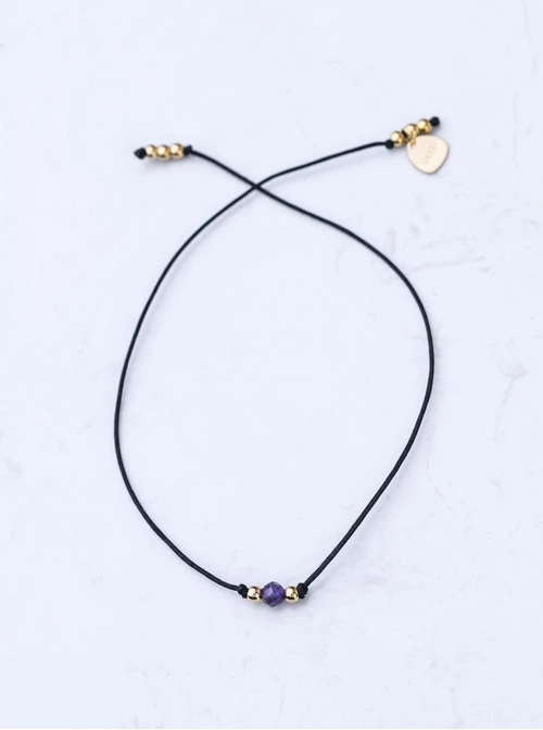 Bransoletka szczęścia, Ametyst, Bliźnięta, stal pozłacana  S109052Z01