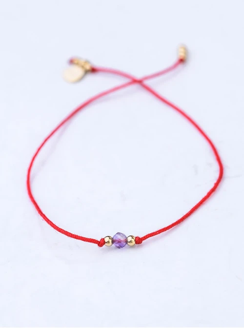 Bransoletka szczęścia, Ametyst, Bliźnięta, stal pozłacana S109052Z03