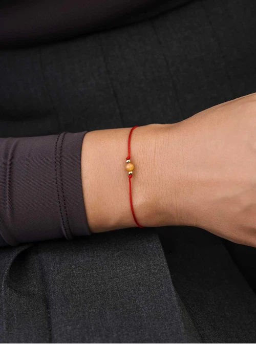 Bransoletka szczęścia, Cytryn, Lew, stal pozłacana S109054Z03