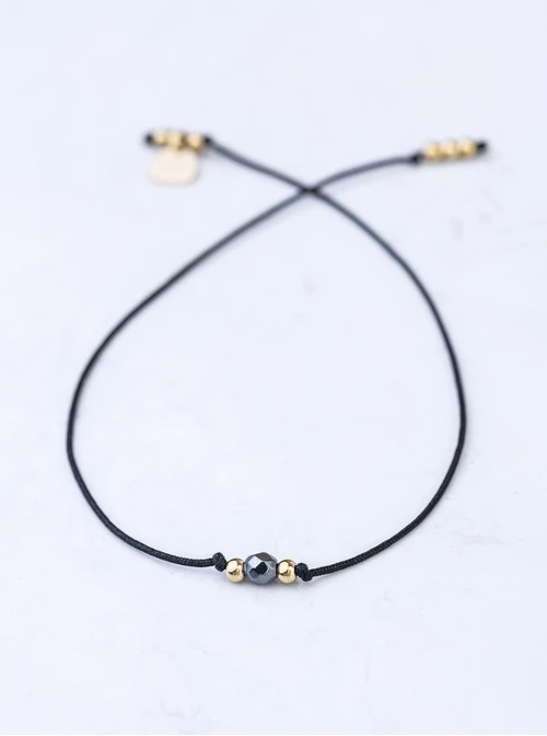 Bransoletka szczęścia, Hematyt, Strzelec, stal pozłacana S109058Z01