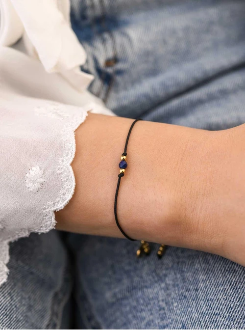 Bransoletka szczęścia, Lapis Lazuli, Panna, stal pozłacana S109055Z01