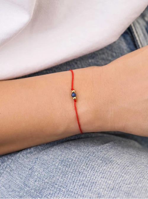 Bransoletka szczęścia, Lapis Lazuli, Panna, stal pozłacana S109055Z03