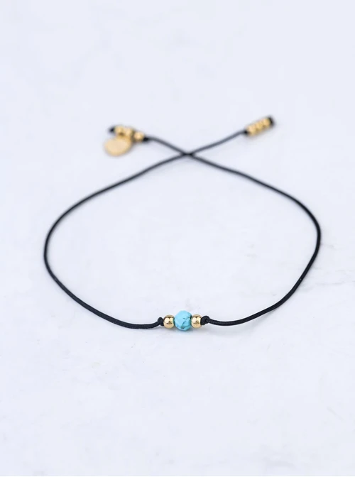 Bransoletka szczęścia, Turkus, Ryby, stal pozłacana S109061Z01