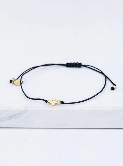 Bransoletka szczęścia koniczynka, stal pozłacana S109063Z01