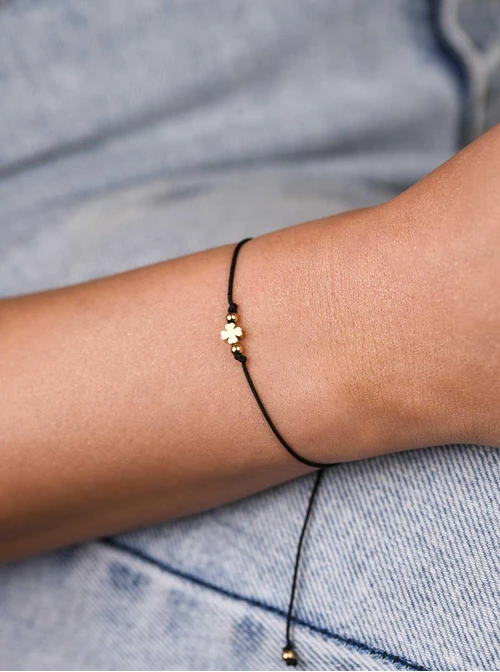 Bransoletka szczęścia koniczynka, stal pozłacana S109063Z01