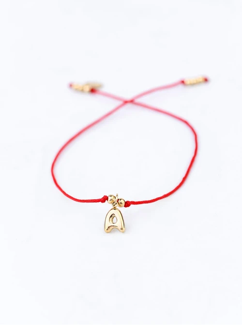 Bransoletka szczęścia, literka A, stal pozłacana S109079Z03