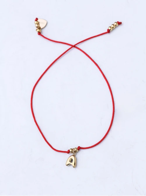 Bransoletka szczęścia, literka A, stal pozłacana S109079Z03