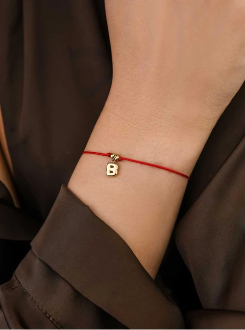 Bransoletka szczęścia, literka B, stal pozłacana S109078Z03