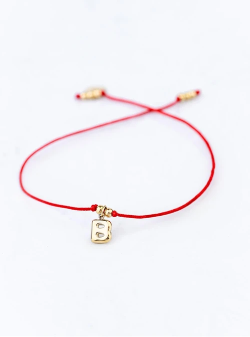 Bransoletka szczęścia, literka B, stal pozłacana S109078Z03