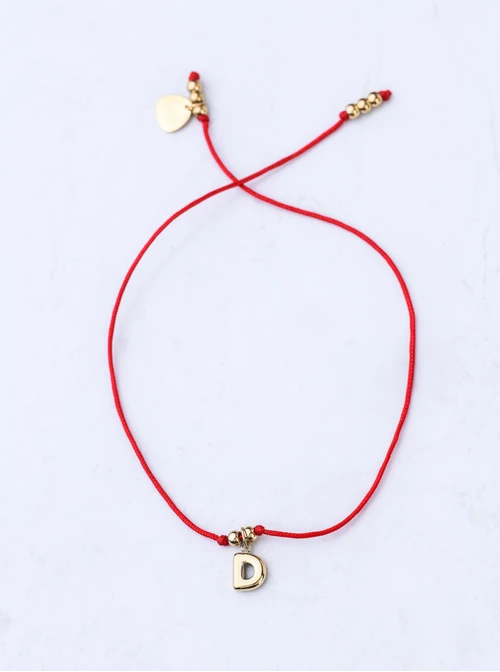 Bransoletka szczęścia, literka D, stal pozłacana S109074Z03