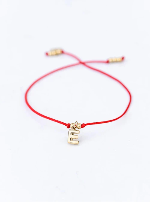 Bransoletka szczęścia, literka E, stal pozłacana S109073Z03