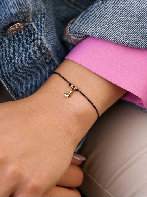 Bransoletka szczęścia, literka J, stal pozłacana S109076Z01