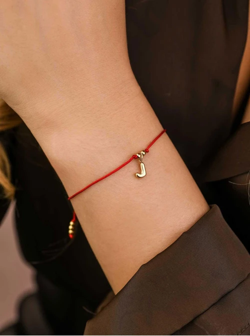 Bransoletka szczęścia, literka J, stal pozłacana S109076Z03