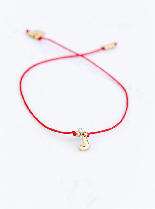 Bransoletka szczęścia, literka J, stal pozłacana S109076Z03