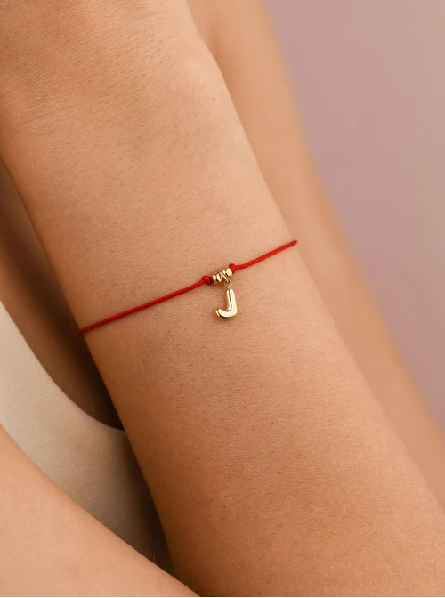 Bransoletka szczęścia, literka J, stal pozłacana S109076Z03