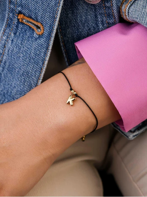 Bransoletka szczęścia, literka K, stal pozłacana S109069Z01