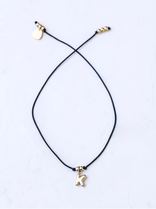 Bransoletka szczęścia, literka K, stal pozłacana S109069Z01