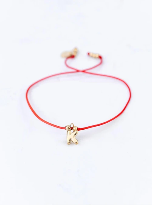 Bransoletka szczęścia, literka K, stal pozłacana S109069Z03