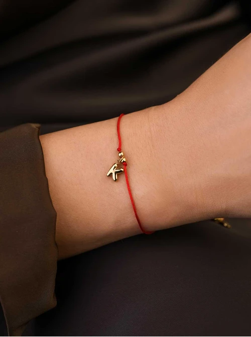 Bransoletka szczęścia, literka K, stal pozłacana S109069Z03