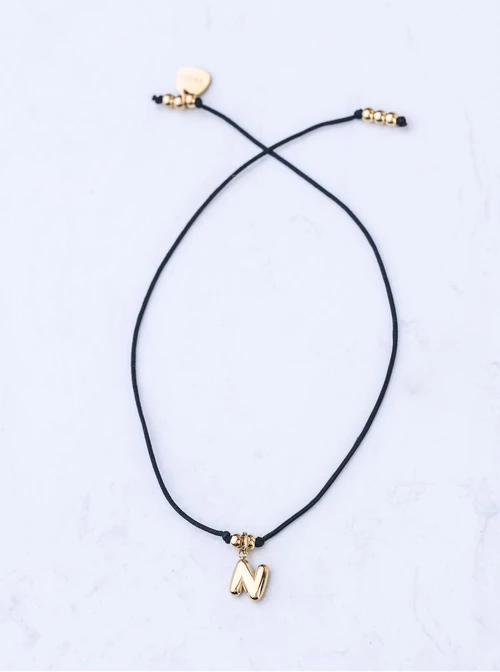 Bransoletka szczęścia, literka N, stal pozłacana S109072Z01