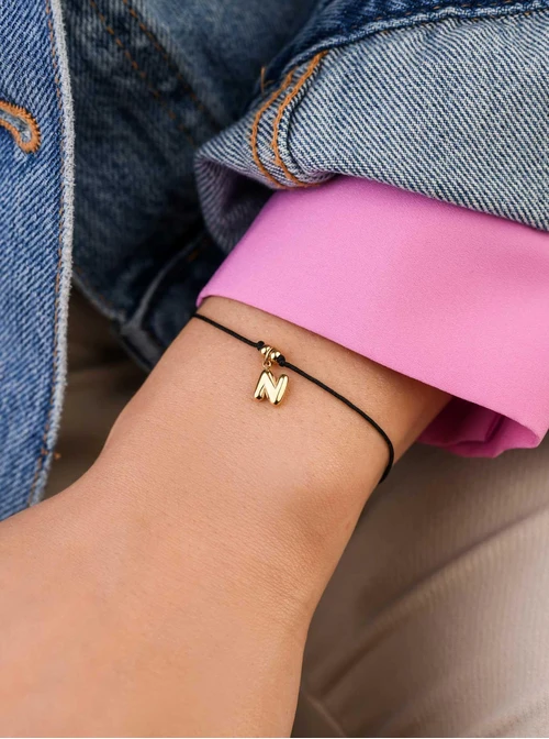 Bransoletka szczęścia, literka N, stal pozłacana S109072Z01