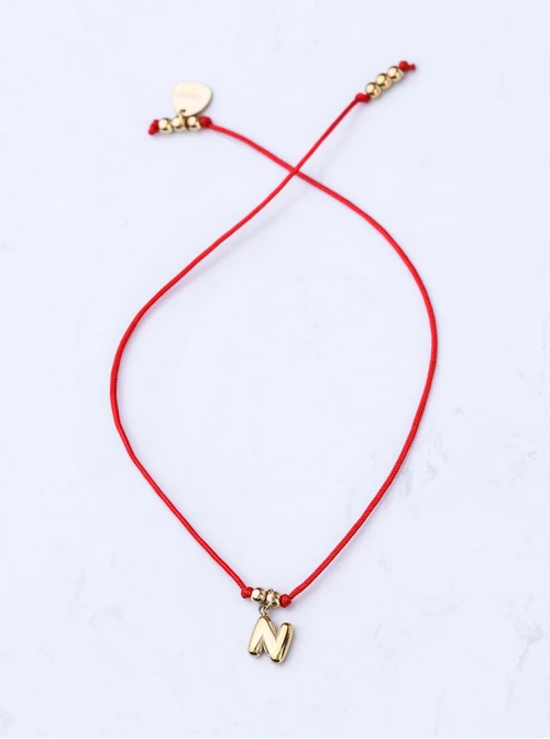 Bransoletka szczęścia, literka N, stal pozłacana S109072Z03