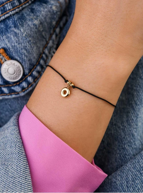 Bransoletka szczęścia, literka O, stal pozłacana S109077Z01