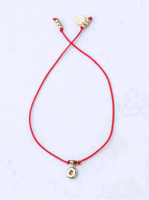 Bransoletka szczęścia, literka O, stal pozłacana S109077Z03