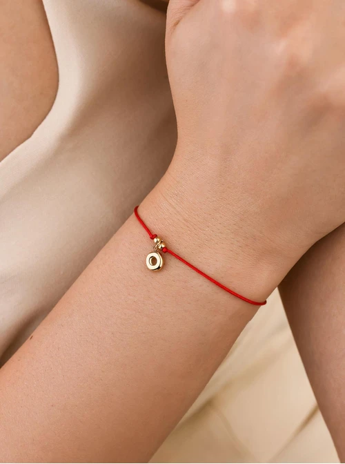 Bransoletka szczęścia, literka O, stal pozłacana S109077Z03